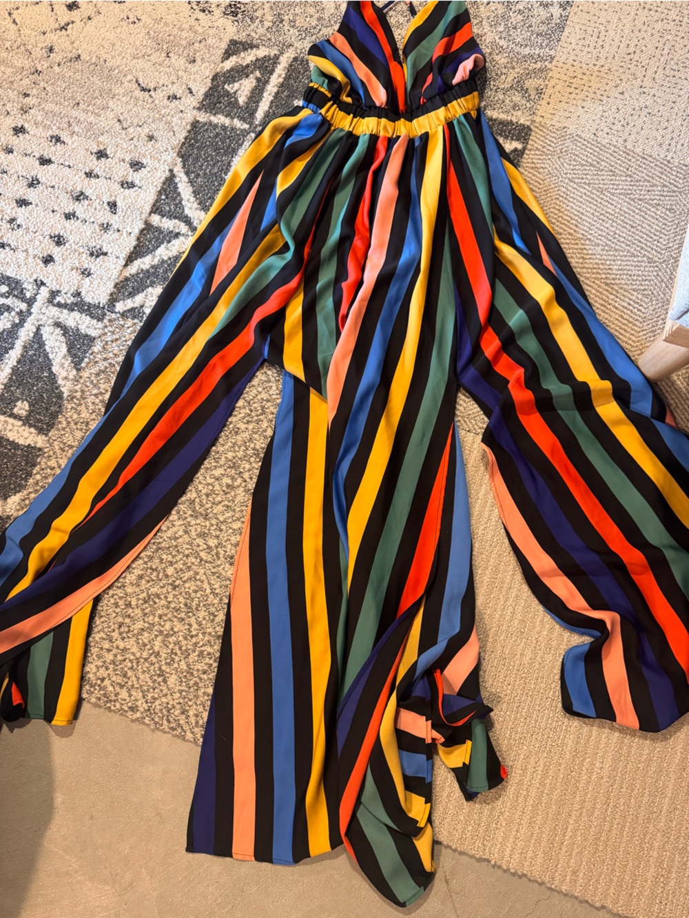 Vici Multicolor Stripe Maxi Dress - Yellow, Blue, Red, Green, Pink and Black